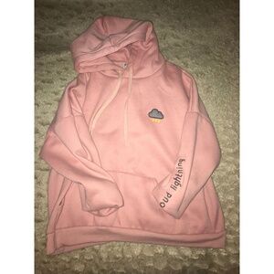 Hoodie Women's Pink Cloud graphic, embroidered text